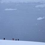 Cordee au depart du Mont Hauron dans Paradise Harbour en péninsule antarctique