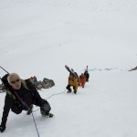Dans la pente finale du Mont Mills en péninsule antarctique