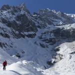 A l'arrivée en bas de la moraine