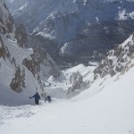 Benoît et Jean Pierre dans le couloir du passo Cristallo