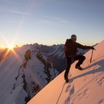 Gérard sur l'arête au soleil levant