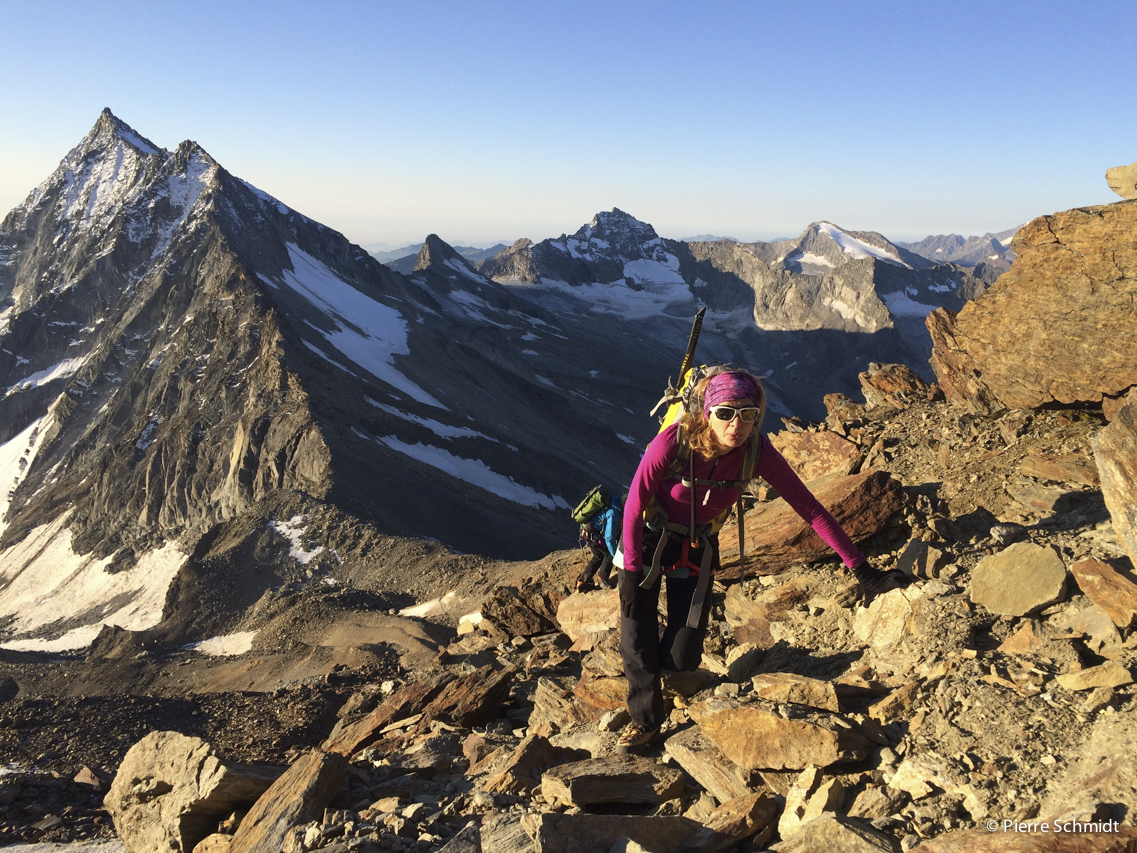 Rolf et Béa sur l'arête du Weissmies-2