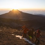 Durant l'ascension au lever du soleil sur le Mawenzi