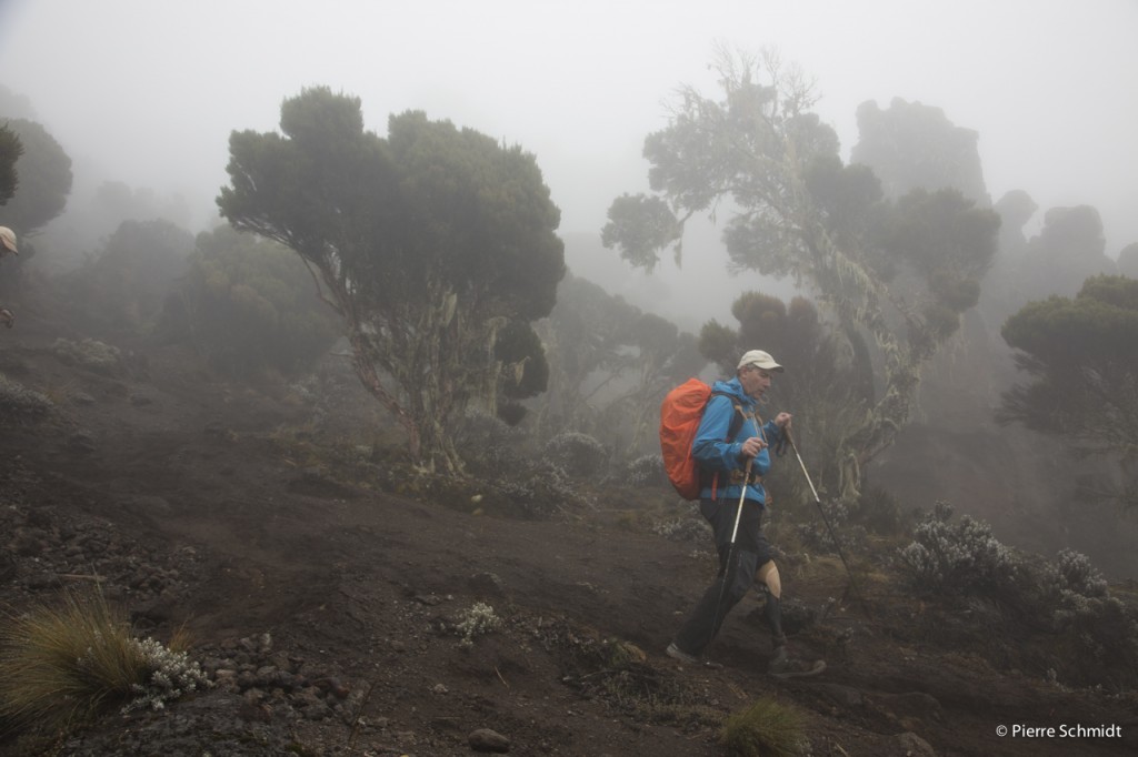 Descente de Christian en direction du camp de Karanga à 3950 m